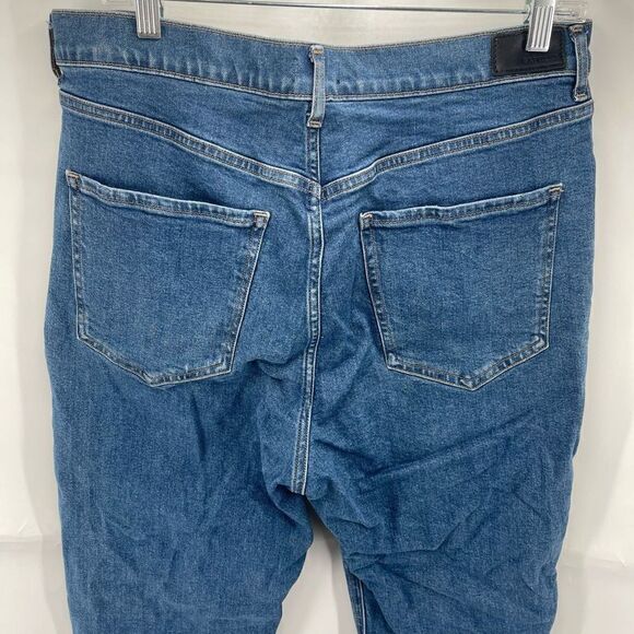 Express Womens Super High Rise Jeans Mom Button Fly Stretch 14 Regular Blue - Picture 5 of 11